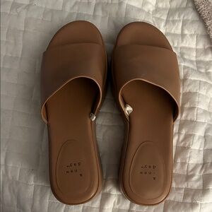 a new day Tan Slide Sandals